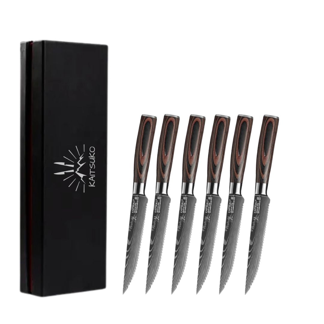 Couteau à steak - Lot de 6 - Chef Tanaka - Forest Wood - TitaniumCook