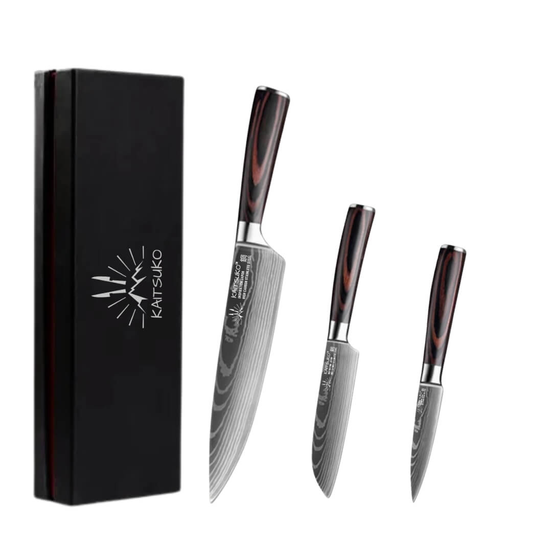 Set de 3 couteaux Japonais - Chef Tanaka - Forest Wood - TitaniumCook