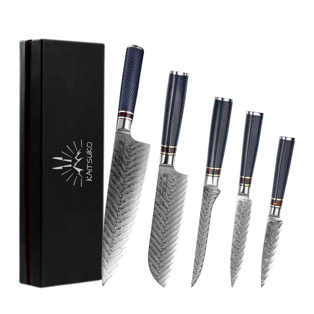 Set de 5 couteaux Damas Japonais - Collection Tokyo - TitaniumCook