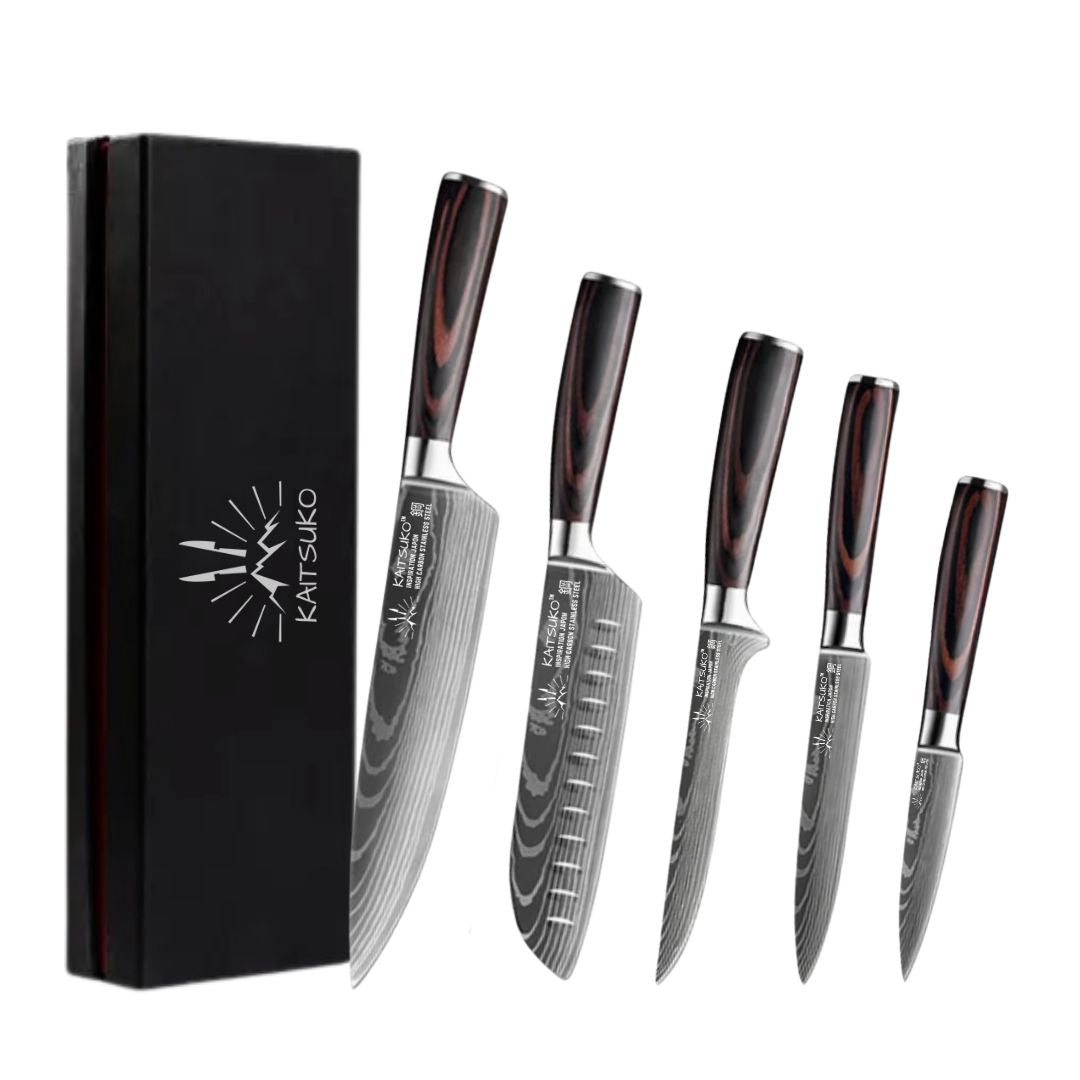 Set de 5 couteaux Japonais - Chef Tanaka - Forest Wood - TitaniumCook