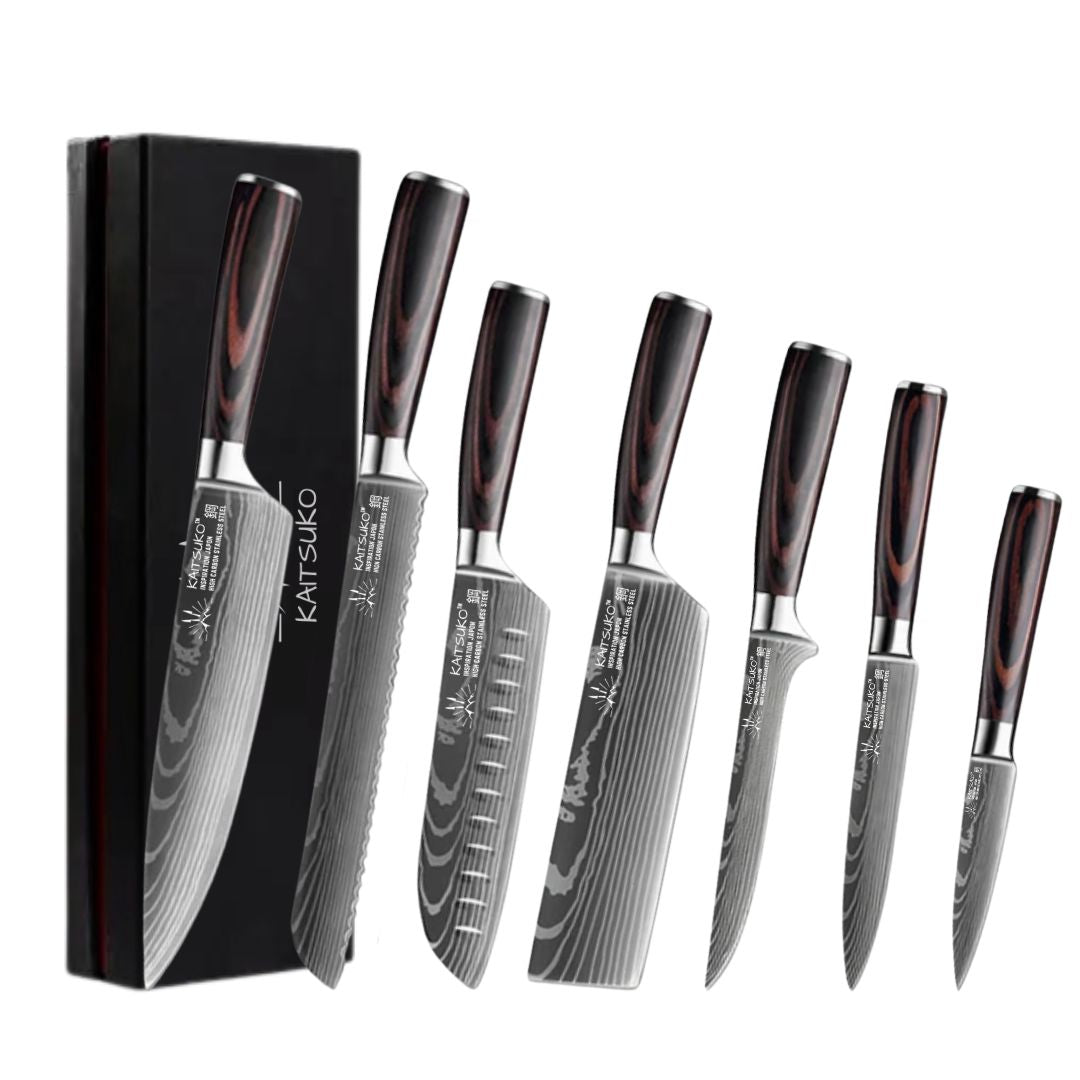 Set de 7 couteaux Japonais - Chef Tanaka - Forest Wood - TitaniumCook