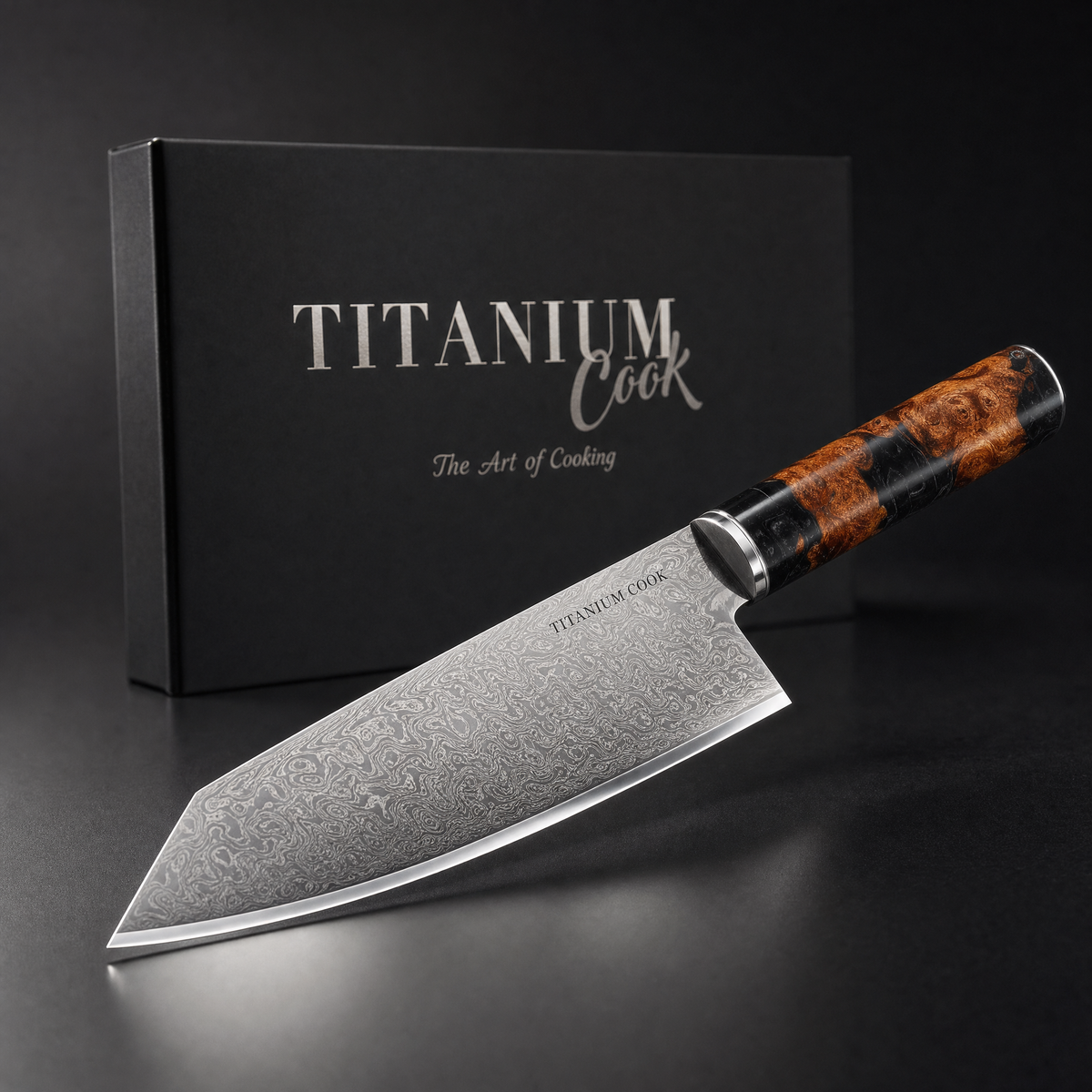 Kiritsuke-Messer Prisme Onyx TitaniumCook — Hauptansicht mit Etui