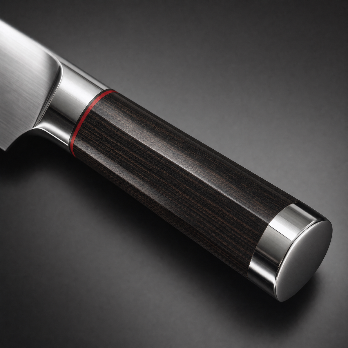 Octagonal pakka wood handle — Nocturne TitaniumCook utility knife