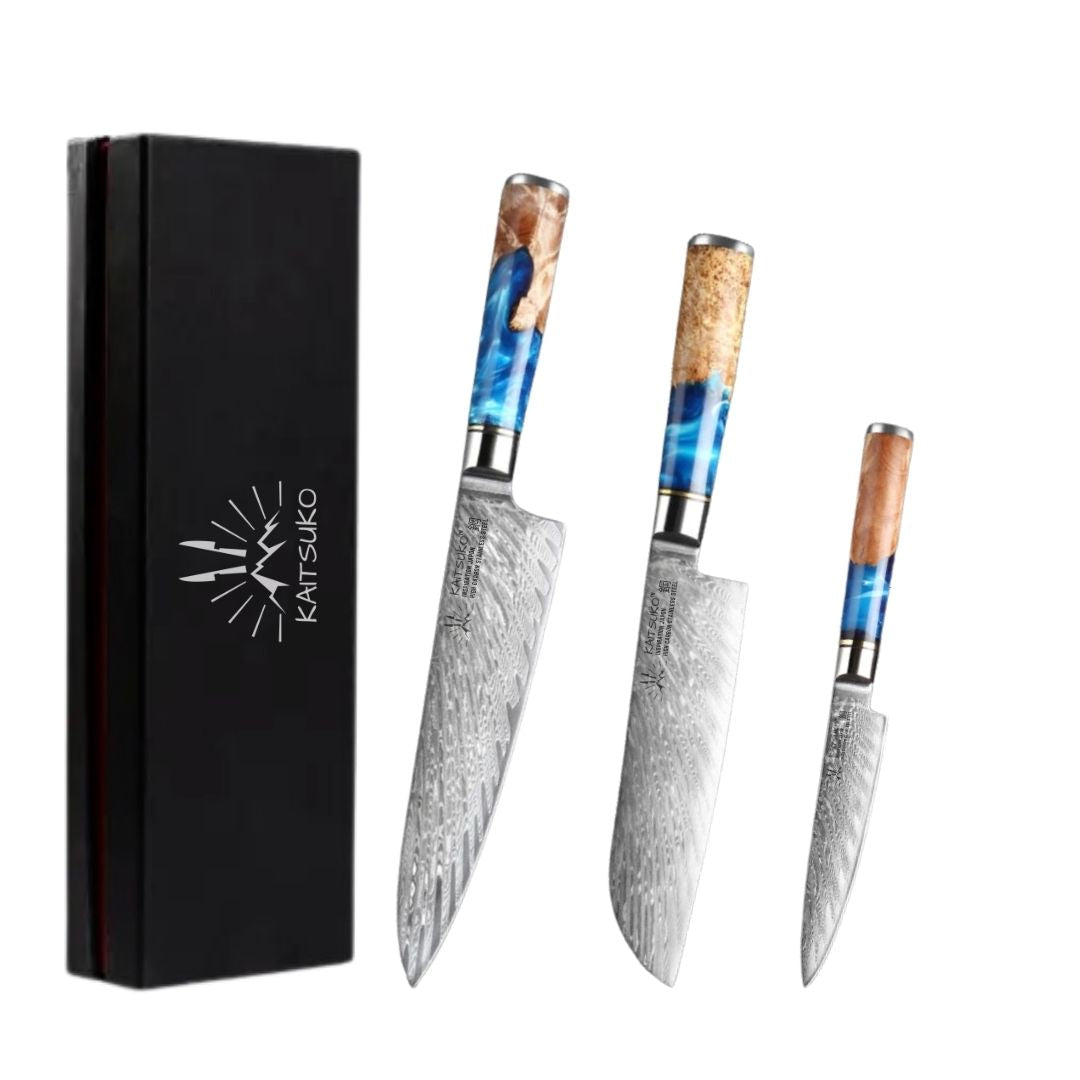 Set de 3 couteaux Japonais - Série Mer Jaune - TitaniumCook