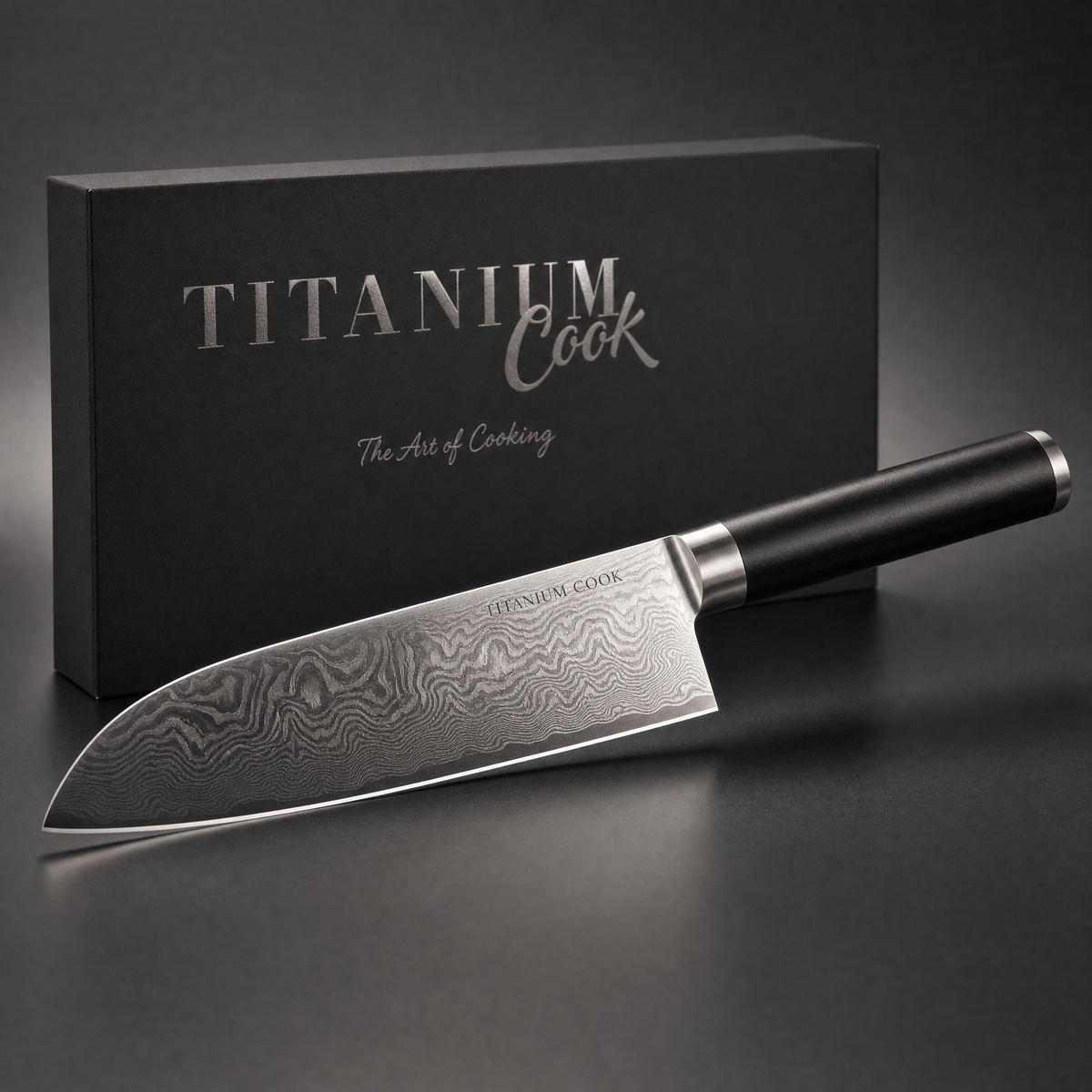 Kyoto TitaniumCook Santoku knife — main view with its case