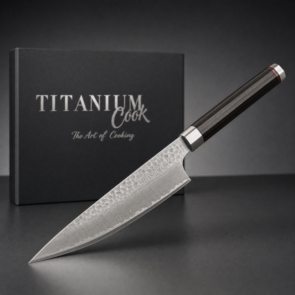 Nocturne TitaniumCook Kiritsuke knife — main view with its box