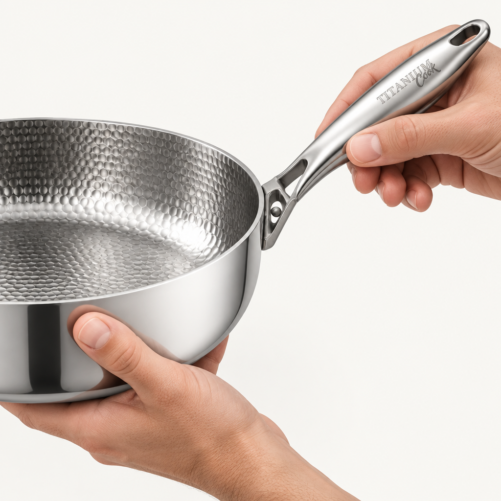 Attaching the removable handle to the TitaniumCook titanium deep pan